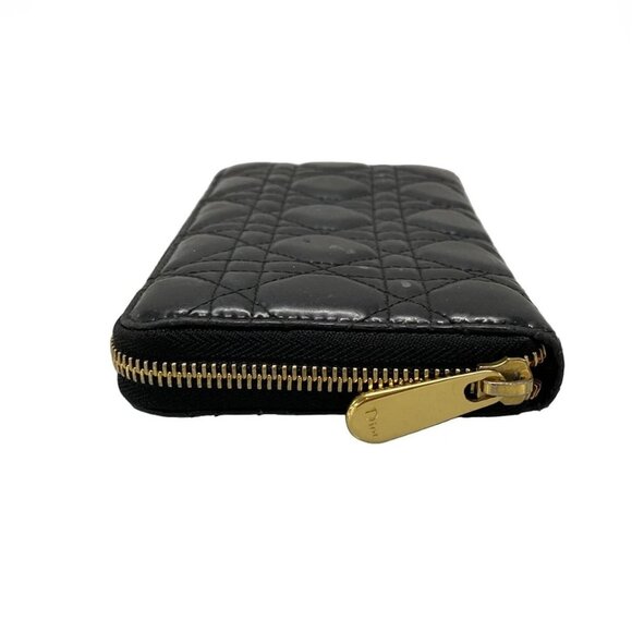 Auth DIOR/ChristianDior Cannage Stitch - Black Patent Leather Long Wallet - Picture 4 of 11